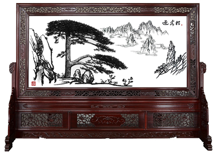 安徽特種電纜定制的迎客松鐵畫屏風(fēng)作為送客戶開業(yè)的禮品