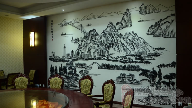 蕪湖氣象局定制的蕪湖風景鐵畫(江城氣象譜新篇)