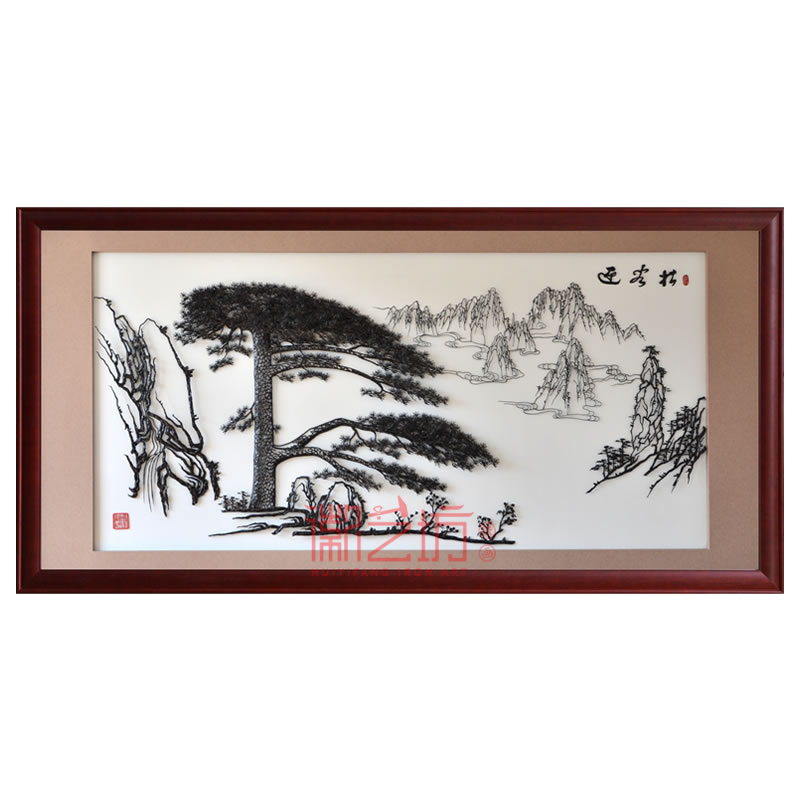 大幅迎客松蕪湖鐵畫(huà)名師精品收藏 大廳辦公室接待廳背景墻裝飾壁畫(huà)