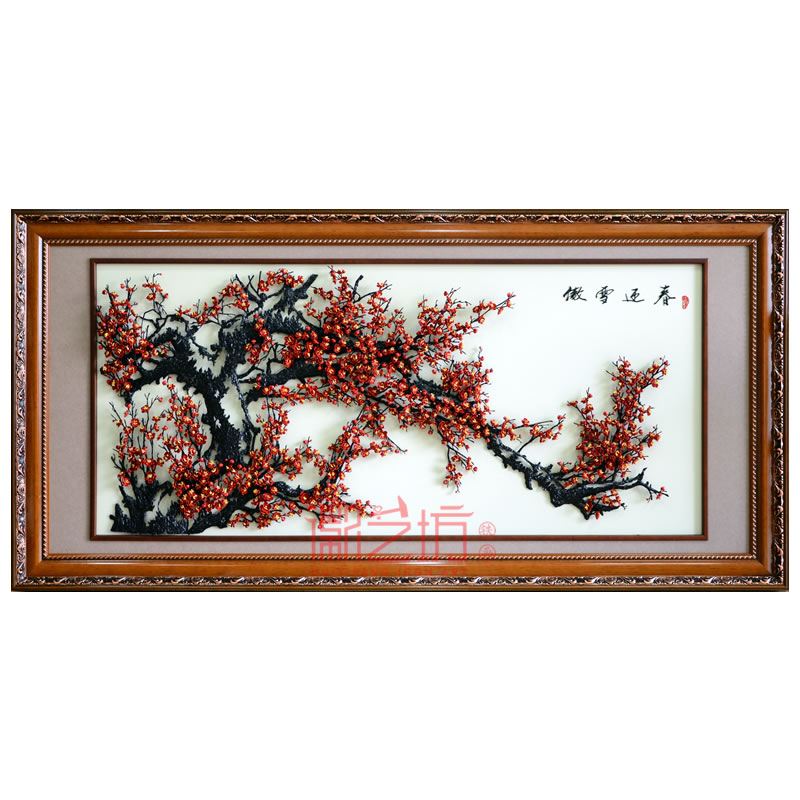 客廳背景墻辦公室會(huì)議室裝飾金屬鐵藝壁畫傲雪迎春 蕪湖徽藝坊鐵畫出品