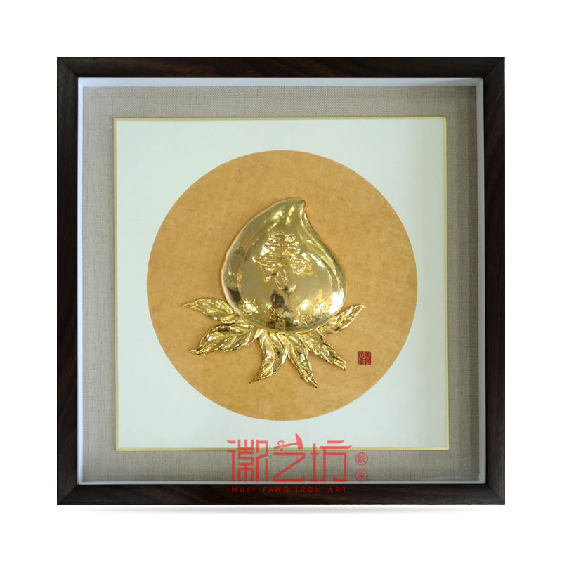 金壽桃蕪湖鐵畫 祝壽送長輩精美禮品 安徽特色手工藝術品