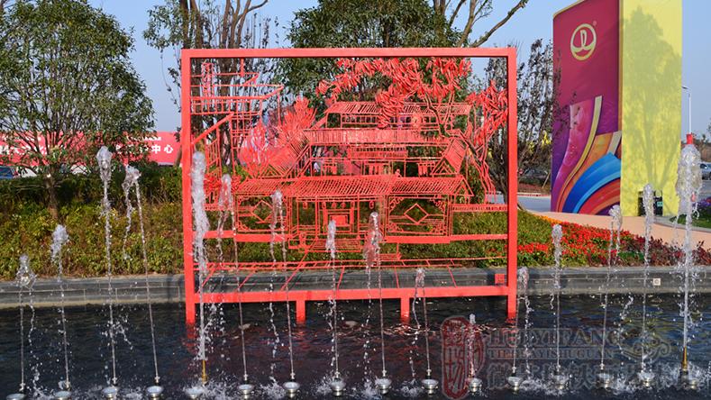 萬(wàn)達(dá)文化旅游城售樓處廣場(chǎng)定制的合肥八景雙面透雕景觀(guān)鐵畫(huà)