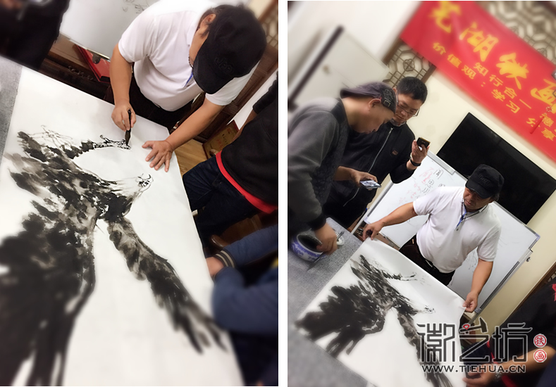 謝克謙老師在畫(huà)鷹