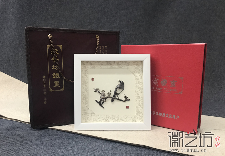 喜上眉梢鐵畫擺件包裝禮盒