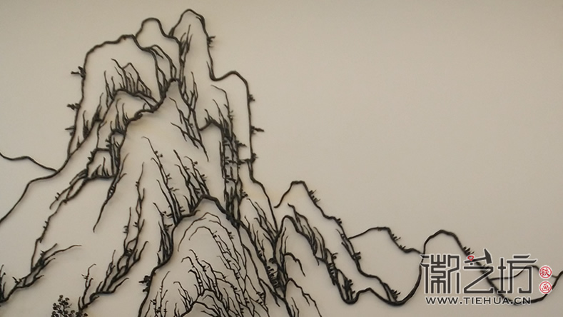 自然美鉆蕪湖旗艦店VIP茶室定制山水蕪湖鐵畫壁畫